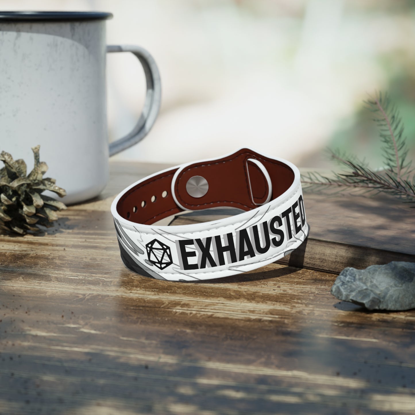 Exhaustion Status Effect - Faux Leather Wristband - with levels!